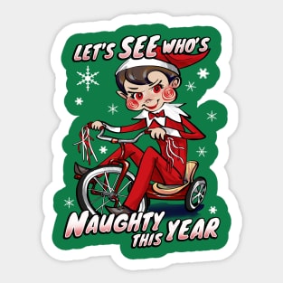 Naughty Elf Tricycle Sticker